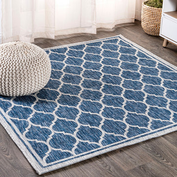 Trebol Moroccan Trellis Textured Weave Indoor/outdoor Square Rug